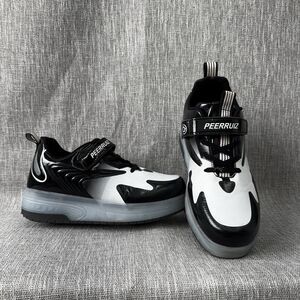 PEERRUIZ LED Light Up Roller Shoes Black White Size 41 Unisex Skate Sneakers